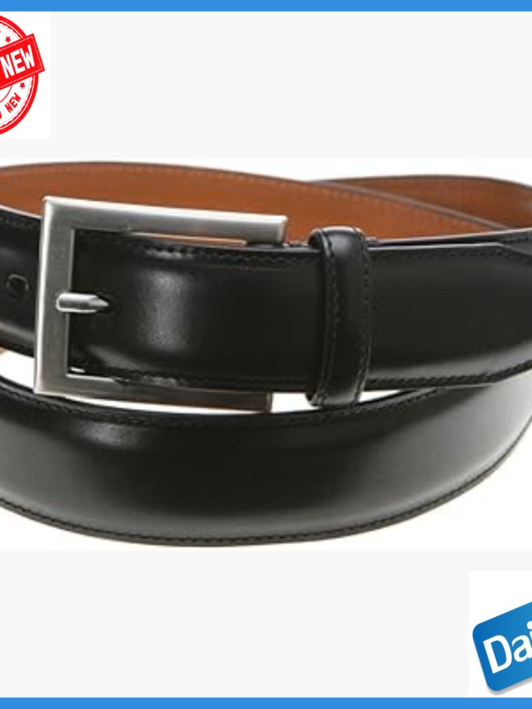 Men's Leather Dress Belt Size 34, Buckle Closure, Medium Weight